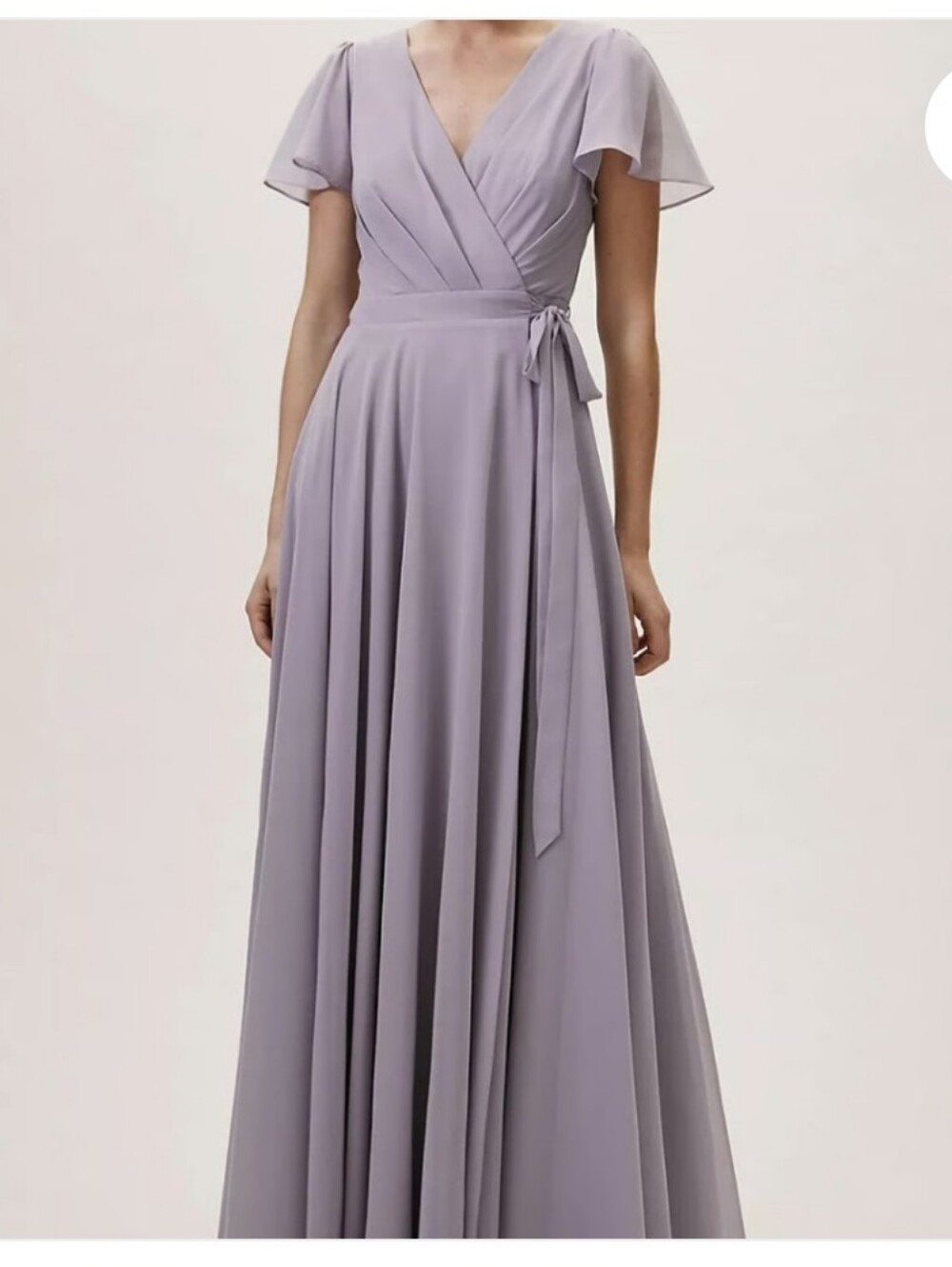 BHLDN Elegant Lavender Wrap-Style Maxi Dress